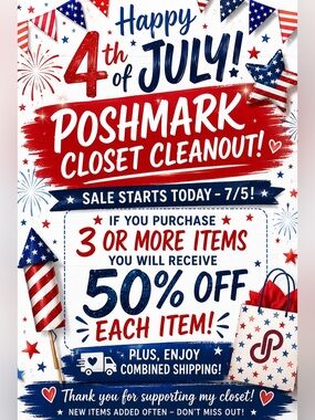 4th of July Poshmark Closet Cleanout Sale Poster - Red, White & Blue